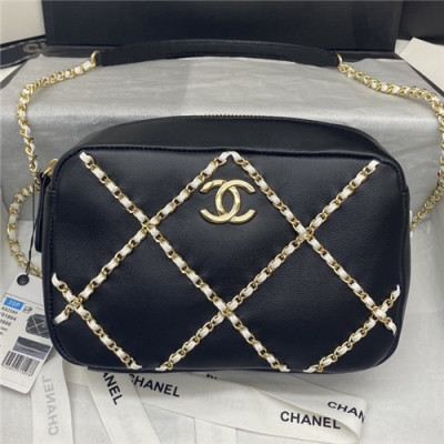 [샤넬]Chanel 2021 Women's Leather Camera Bag/Shoulder Bag,21cm - 샤넬 2021 여성용 레더 카메라백/숄더백,21cm,CHAB1625,블랙