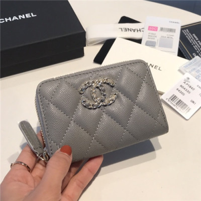 Chanel 2021 Women's Leather Coin purse/Card purse,11.5cm - 샤넬 2021 여성용 레더 코인퍼스/카드퍼스,11.5cm,CHAW0108,그레이