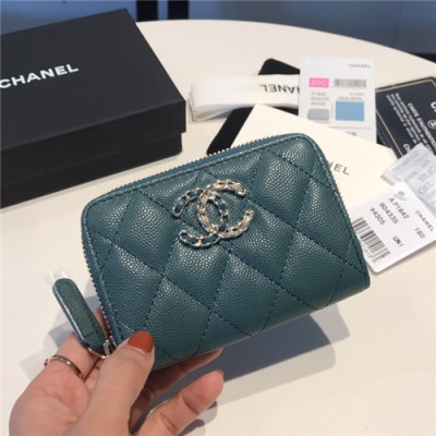 Chanel 2021 Women's Leather Coin purse/Card purse,11.5cm - 샤넬 2021 여성용 레더 코인퍼스/카드퍼스,11.5cm,CHAW0113,그린