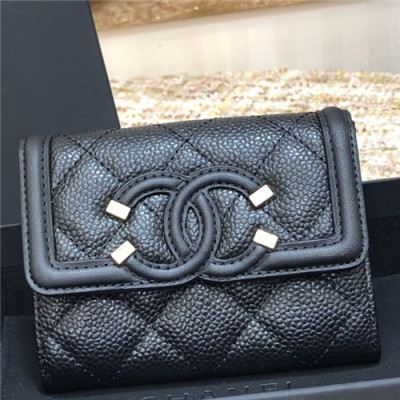 Chanel 2021 Women's Leather Coin purse/Card purse,11cm - 샤넬 2021 여성용 레더 코인퍼스/카드퍼스,11cm,CHAW0121,블랙