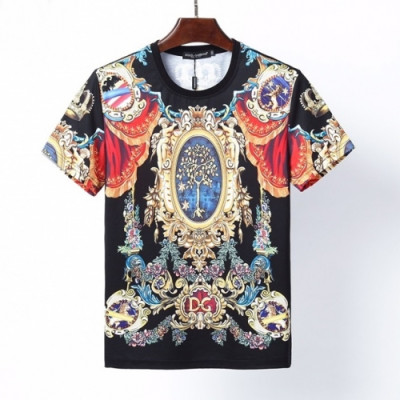 [돌체앤가바나]Dolce&Gabbana 2021 Mens Logo Silket Short Sleeved Tshirts - 돌체앤가바나 2021 남성 로고 실켓 반팔티 Dol0294x.Size(m - 3xl).블랙