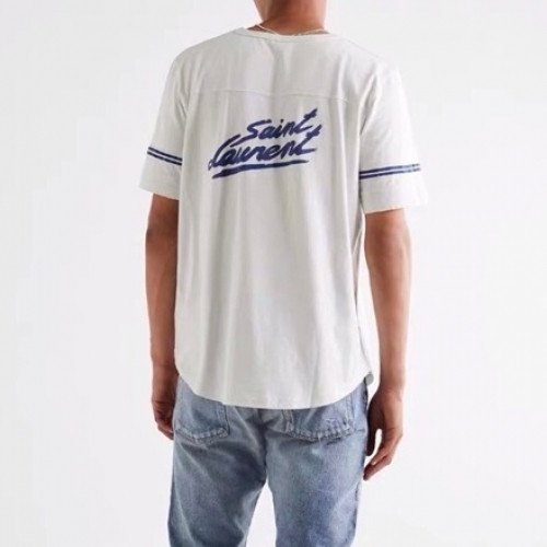 Saint Laurent 2021 Mens Logo Cotton Short Sleeved Tshirs - 입생로랑 2021 남성 로고 코튼 반팔티 Ysl0111x.Size(s - xl).화이트