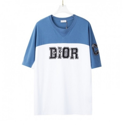 [디올]Dior 2021 Mm/Wm Casual Crew-neck Short Sleeved Tshirts - 디올 2021 남/녀 캐쥬얼 크루넥 반팔티 Dio01178x.Size(xs - l).블루