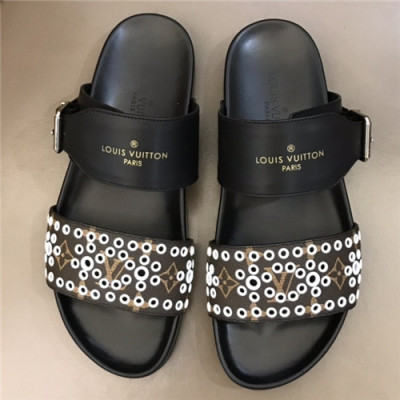 Louis Vuitton 2021 Men's Leather Slipper - 루이비통 2021 남성용 레더 슬리퍼,Size(240-270),LOUS1909,블랙