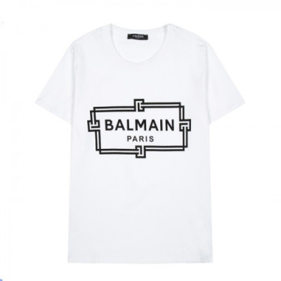 [발망]Balmain 2021 Mens Logo Cotton Short Sleeved Tshirs - 발망 2021 남성 로고 코튼 반팔티 Bam0130x.Size(s - 2xl).화이트