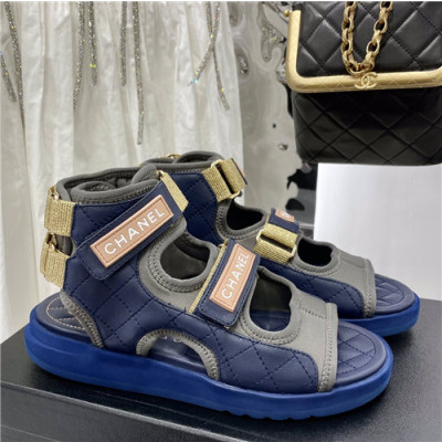 Chanel 2021 Macaron Magic Tape Sandal - 샤넬 2021 마카롱 매직테이프 샌들,Size(225-250),CHAS0583,네이비