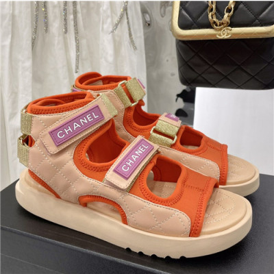 Chanel 2021 Macaron Magic Tape Sandal - 샤넬 2021 마카롱 매직테이프 샌들,Size(225-250),CHAS0584,오렌지