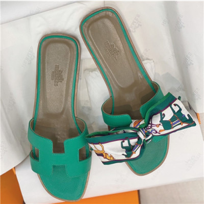 Hermes 2021 Women's Leather Slipper - 에르메스 2021 여성용 레더 슬리퍼,Size(225-250),HERS0409,그린