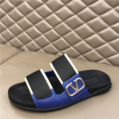 Valentino 2021 Men's Canvas Leather Slipper - 발렌티노 2021 남성용 캔버스 레더 슬리퍼,Size(240-270),VTS0342,블루