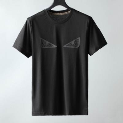 [펜디]Fendi 2021 Mens Logo Casual Short Sleeved Tshirts - 펜디 2021 남성 로고 캐쥬얼 코튼 반팔티 Fen0957x.Size(m - 3xl).블랙