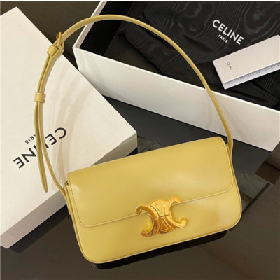 [셀린느]Celine 2021 Women's Leather Hobo Bag,20cm - 셀린느 2021 여성용 레더 호보백,20cm,CLNB0674,옐로우