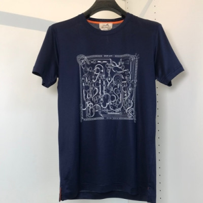 [에르메스]Hermes 2021 Mens Crew-neck Short Sleeved Tshirts - 에르메스 2021 남성 크루넥 반팔티 Her0617x.Size(m - 2xl).네이비