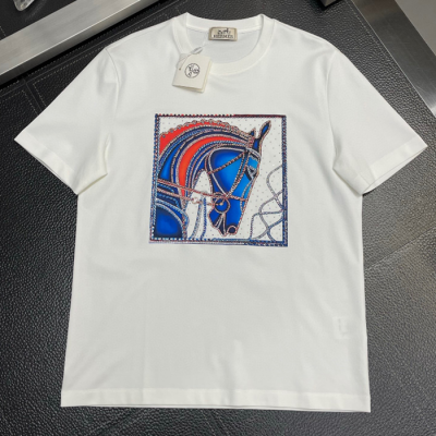 [에르메스]Hermes 2025 Mens Crew-neck Short Sleeved Tshirts - 에르메스 2025 남성 크루넥 반팔티 Her0623x.Size(m - 3xl).화이트