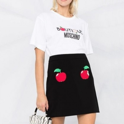 [모스키노]Moschino 2021 Mm/Wm Logo Cotton Short Sleeved Tshirts - 모스키노 2021 남/녀 로고 코튼 반팔티 Mos01157x.Size(s - l).화이트