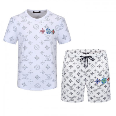 Louis vuitton 2021 Mens Casual Logo Training Short Sleeved Clothes&Half Pants White - 루이비통 2021 남성 캐쥬얼 로고 반팔 트레이닝복&반바지 Lou02780x Size(m - 3xl) 화이트