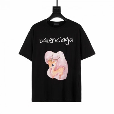 Balenciaga 2021 Mm/Wm Logo Cotton Short Sleeved Tshirts Black - 발렌시아가 2021 남/녀 로고 코튼 반팔티 Bal01004x Size(xs - l) 블랙