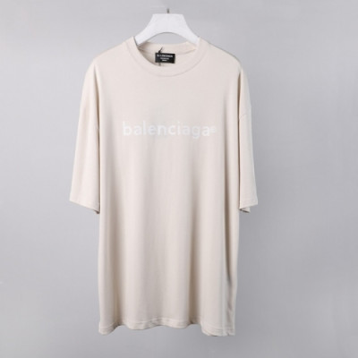 Balenciaga  Mm/Wm Logo Cotton Short Sleeved Tshirts Beige - 발렌시아가 2021 남/녀 로고 코튼 반팔티 Bal01011x Size(xs - m) 베이지