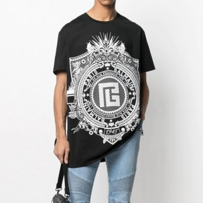 Balmain  Mens Logo Cotton Short Sleeved Tshirs Black - 발망 2021 남성 로고 코튼 반팔티 Bam0134x Size(m - 3xl) 블랙