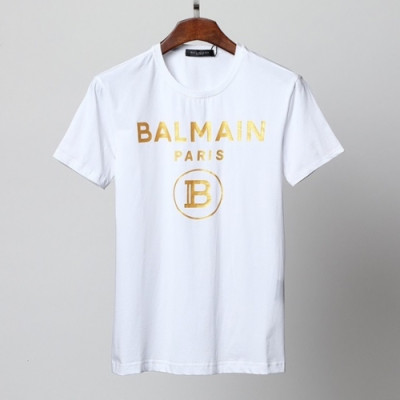 Balmain  Mens Logo Cotton Short Sleeved Tshirs White - 발망 2021 남성 로고 코튼 반팔티 Bam0138x Size(m - 3xl) 화이트