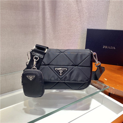 Prada 2021 Women's Nylon Shoulder Bag,21cm,1BD292,PRAB0391 - 프라다 2021 여성용 나일론 숄더백,21cm,블랙