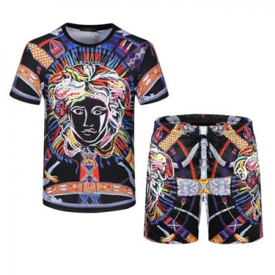 Versace 2021 Mens Medusa Silket Training Short Sleeved Clothes&Half Pants Black - 베르사체 2021 남성 메두사 실켓 반팔 트레이닝복&반바지 Ver0825x Size(m - 3xl) 블랙