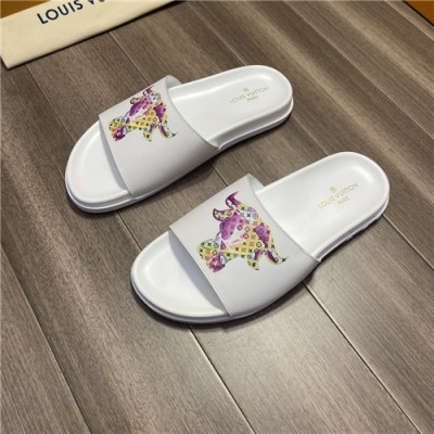 Louis Vuitton 2021 Men's Leather Slipper,LOUS1996 - 루이비통 2021 남성용 레더 슬리퍼,Size(240-270),화이트