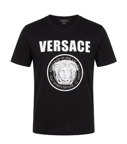 베르사체 남성 크루넥 블랙 반팔티 - Mens Black Tshirts - ver0839x