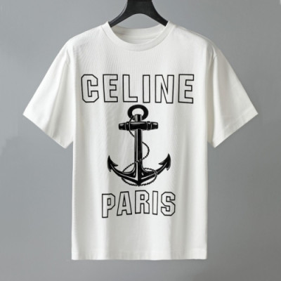 Celine 2021 Mm/Wm Hedi Slimane Logo Cotton Short Sleeved Tshirts White - 셀린느 2021 남/녀 로고 코튼 반팔티 Cel0115x Size(s - xl) 화이트