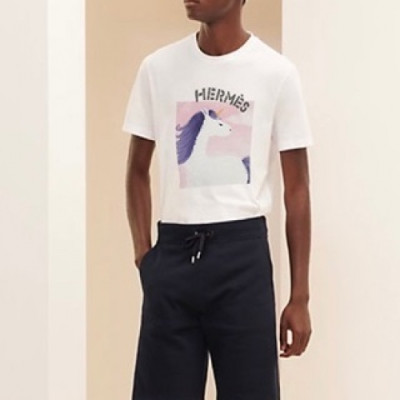 [에르메스]Hermes  Mens Crew-neck Short Sleeved Tshirts White - 에르메스 2021 남성 크루넥 반팔티 Her0642x Size(m - 2xl) 화이트