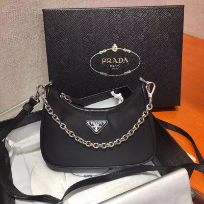 [프라다]Prada 2021 Womes Mini Nylon Hobo Bag,15cm,PRAB0409 - 프라다 2021 여성용 미니 나일론 호보백,15cm,블랙