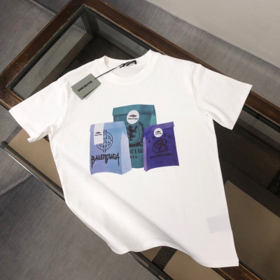 Balenciaga  Mm/Wm Logo Cotton Short Sleeved Tshirts Gray - 발렌시아가 남/녀 로고 코튼 반팔티 Bal01039x Size(m - 3xl) 그레이