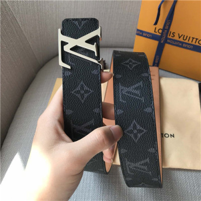 Louis Vuitton 2021 Men's Leather Belt,4.0cm,LOUBT0189 - 루이비통 2021 남성용 레더 벨트,4.0cm,블랙