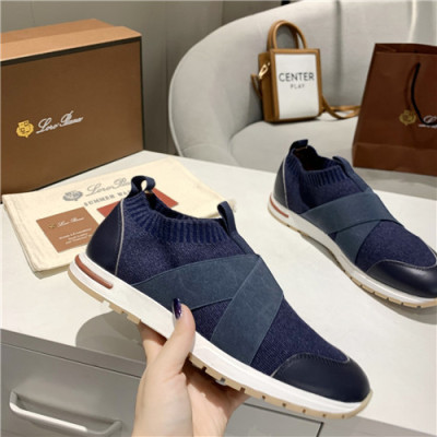 Loro Piana 2021 Men's Leather Sneakers,LOROS0059 - 로로피아나 2021 남성용 레더 스니커브,Size(240-270),네이비