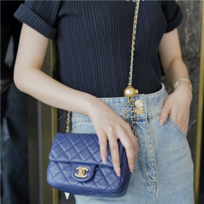 [럭셔리한]Chanel 2021 Women's Classic Flap Glod Ball Closs Bag/Shlouder Bag,18cm,CHAB1684 - 샤넬 2021 여성용 클랙식 플랩 골드볼 크로스백/숄더백,18cm,네이비