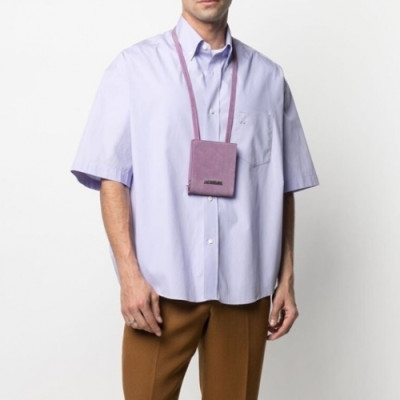 Ami  Mens Logo Casual Cotton Short-sleeved Shirts Purple - 아미 2021 남성 로고 캐쥬얼 코튼 반팔 셔츠Ami0127x Size(s - xl) 퍼플