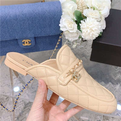 Chanel 2021 Women's Leather Mule,CHAS0608 - 샤넬 2021 여성용 레더 물,Size(225-250),베이지