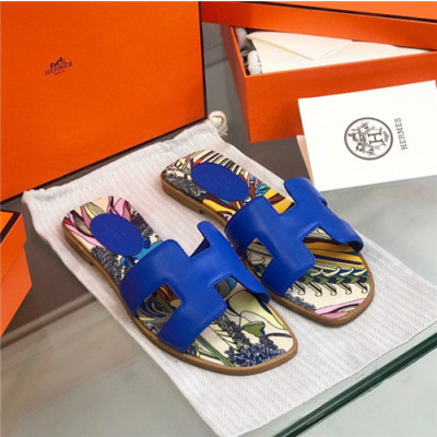 Hermes 2021 Women's Leather Slipper,HERS0460 - 에르메스 2021 여성용 레더 슬리퍼,Size(225-250),블루