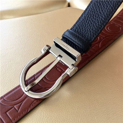 Salvatore Ferragamo 2021 Men's Leather Belt,3.5cm,FERBT0078 - 페라가모 2021 남성용 레더 벨트,3.5cm,블랙