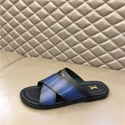 Louis Vuitton 2021 Men's Leather Slipper,LOUS2043 - 루이비통 2021 남성용 레더 슬리퍼,Size(240-270),블루