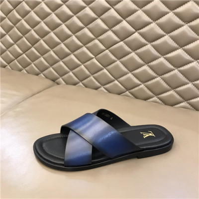 Louis Vuitton 2021 Men's Leather Slipper,LOUS2048 - 루이비통 2021 남성용 레더 슬리퍼,Size(240-270),블루