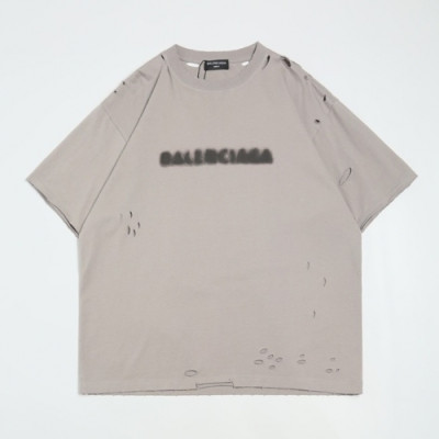 Balenciaga  Mm/Wm Logo Cotton Short Sleeved Tshirts Gray - 발렌시아가 2021 남/녀 로고 코튼 반팔티 Bal01061x Size(xs - l) 그레이