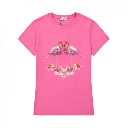 Chanel  Womens 'CC' Logo Cotton Short Sleeved Tshirts Pink - 샤넬 2021 여성 'CC'로고 코튼 반팔티 Cnl0695x Size(s - 2xl) 핑크