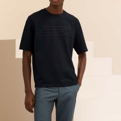 Hermes  Mens Crew-neck Short Sleeved Tshirts Black - 에르메스 2021 남성 크루넥 반팔티 Her0652x Size(s - 2xl) 블랙