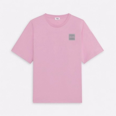 Celine  Mm/Wm Hedi Slimane Logo Cotton Short Sleeved Tshirts Pink - 셀린느 2021 남/녀 로고 코튼 반팔티 Cel0120x Size(s - xl) 핑크