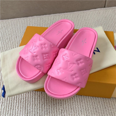 Louis Vuitton 2021 Women's Leather Slipper,LOUS2076 - 루이비통 2021 여성용 레더 슬리퍼,Size(225-250),핑크