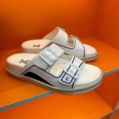 Louis Vuitton 2021 Men's Leather Slipper,LOUS2090 - 루이비통 2021 남성용 레더 슬리퍼,Size(240-270),화이트