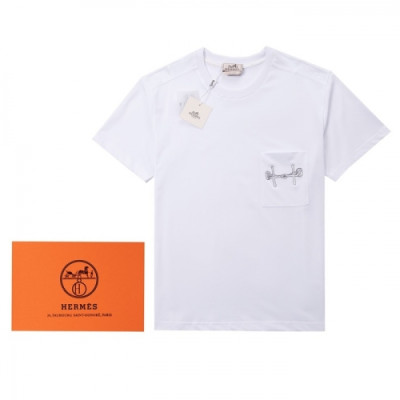 [유니크]Hermes  Mens Crew-neck Short Sleeved Tshirts White - 에르메스 2021 남성 크루넥 반팔티 Her0657x Size(xs - l) 화이트