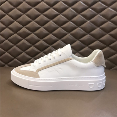 Salvatore Ferragamo 2021 Men's Leather Sneakers,FGMS0560 - 페라가모 2021 남성용 레더 스니커즈,Size(240-270),화이트