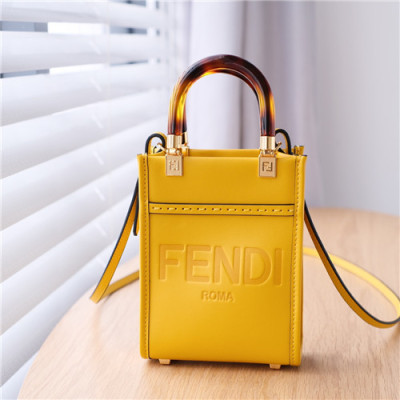 [트랜디한]Fendi 2021 Women's Leather Mini Tote Bag/Shoulder Bag,18cm,FENB0680 - 펜디 2021 여성용 레더 미니 토트백/숄더백,18cm,옐로우