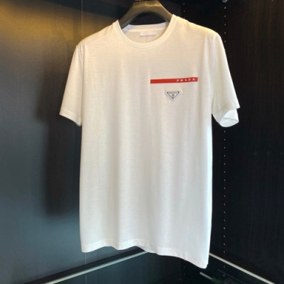 Prada  Mens Basic Logo Short Sleeved Tshirts White - 프라다 2021 남성 베이직 로고 폴로 반팔티 Pra02308x Size(m - 3xl) 화이트